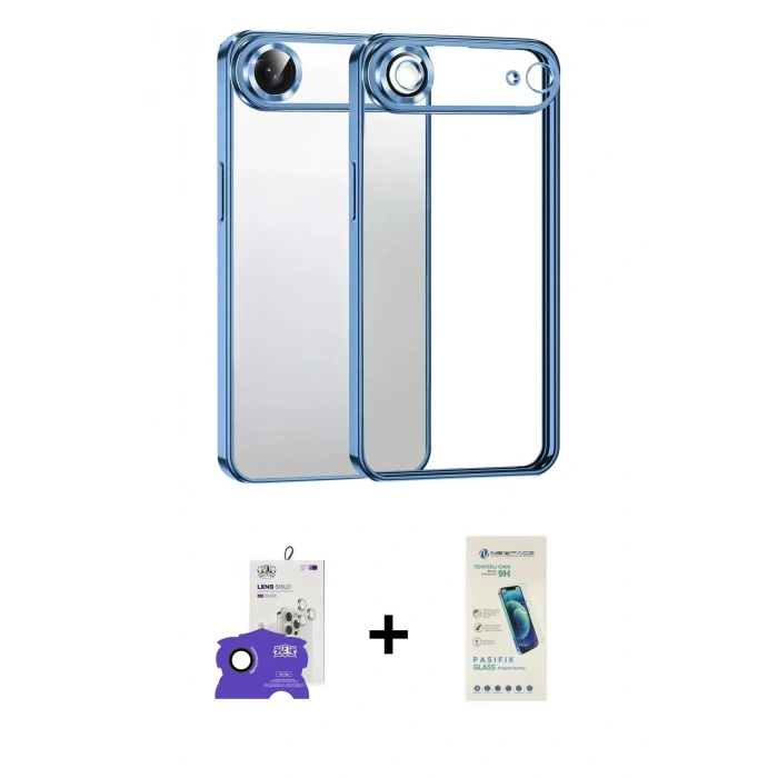 MARSİLYAN™- iPhone 17 Air Kılıf Vadi Minimal - Şeffaf Pasifik Cam Ekran Koruyucu + Bilvis Titan Kamera Lens - SH