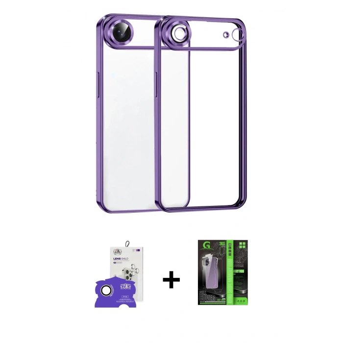 MARSİLYAN™- iPhone 17 Air Kılıf Vadi Minimal - Siyah 360 Mat Full Body Arka Koruyucu + Bilvis Titan Kamera Lens - GD