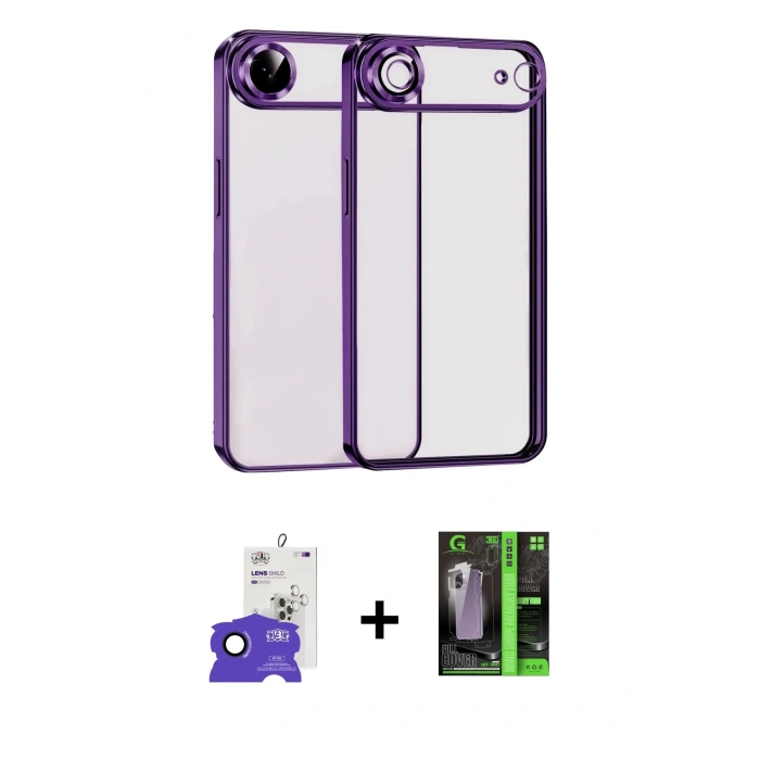 MARSİLYAN™- iPhone 17 Air Kılıf Vadi Minimal - Siyah 360 Mat Full Body Arka Koruyucu + Bilvis Titan Kamera Lens - LT