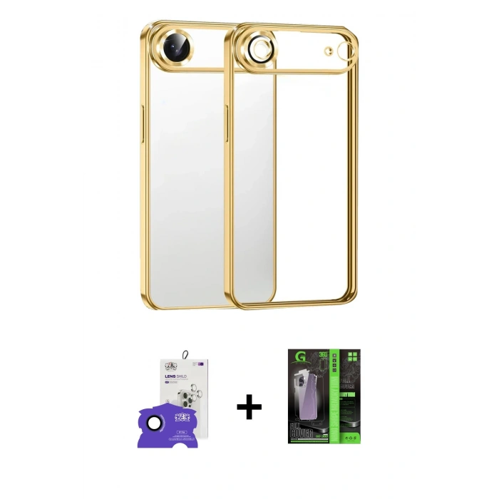 MARSİLYAN™- iPhone 17 Air Kılıf Vadi Minimal - Siyah 360 Mat Full Body Arka Koruyucu + Bilvis Titan Kamera Lens - LT