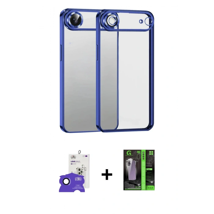 MARSİLYAN™- iPhone 17 Air Kılıf Vadi Minimal - Siyah 360 Mat Full Body Arka Koruyucu + Bilvis Titan Kamera Lens - LT