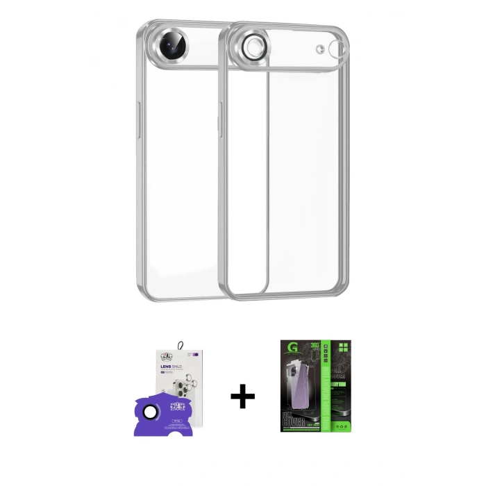 MARSİLYAN™- iPhone 17 Air Kılıf Vadi Minimal - Siyah 360 Mat Full Body Arka Koruyucu + Bilvis Titan Kamera Lens - LT