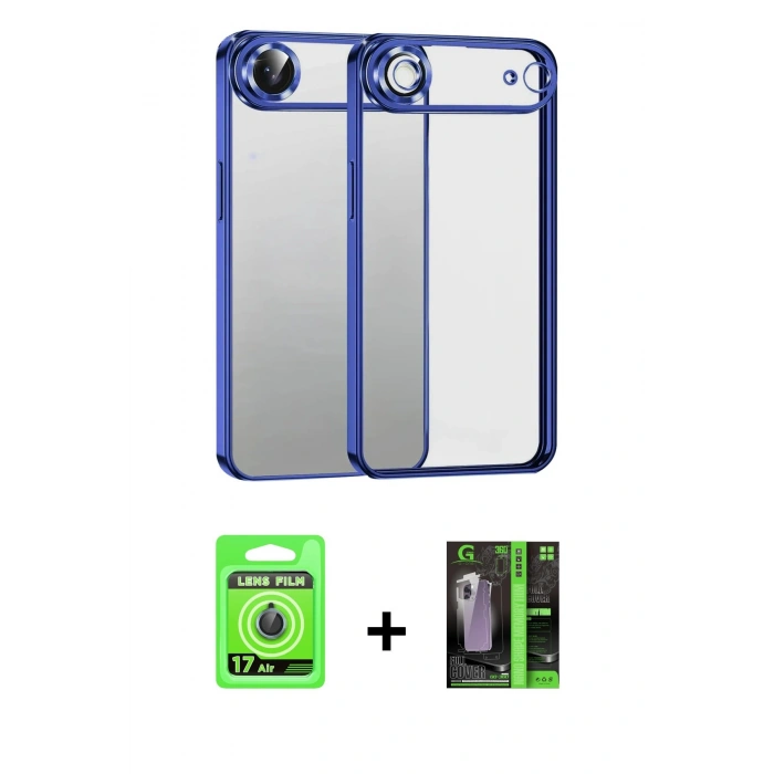 MARSİLYAN™- iPhone 17 Air Kılıf Vadi Minimal - Siyah 360 Mat Full Body Arka Koruyucu + Raze Metal Kamera Lens - MI