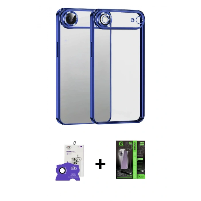 MARSİLYAN™- iPhone 17 Air Kılıf Vadi Minimal - Siyah 360 Mat Full Body Arka Koruyucu + Bilvis Titan Kamera Lens - SH