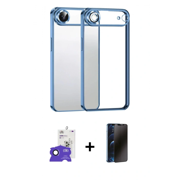 MARSİLYAN™- iPhone 17 Air Kılıf Vadi Minimal - Siyah 3D Antistatik Hayalet Cam Ekran Koruyucu + Bilvis Titan Kamera Lens - LT
