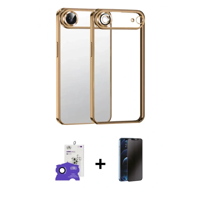 MARSİLYAN™- iPhone 17 Air Kılıf Vadi Minimal - Siyah 3D Antistatik Hayalet Cam Ekran Koruyucu + Bilvis Titan Kamera Lens - LT