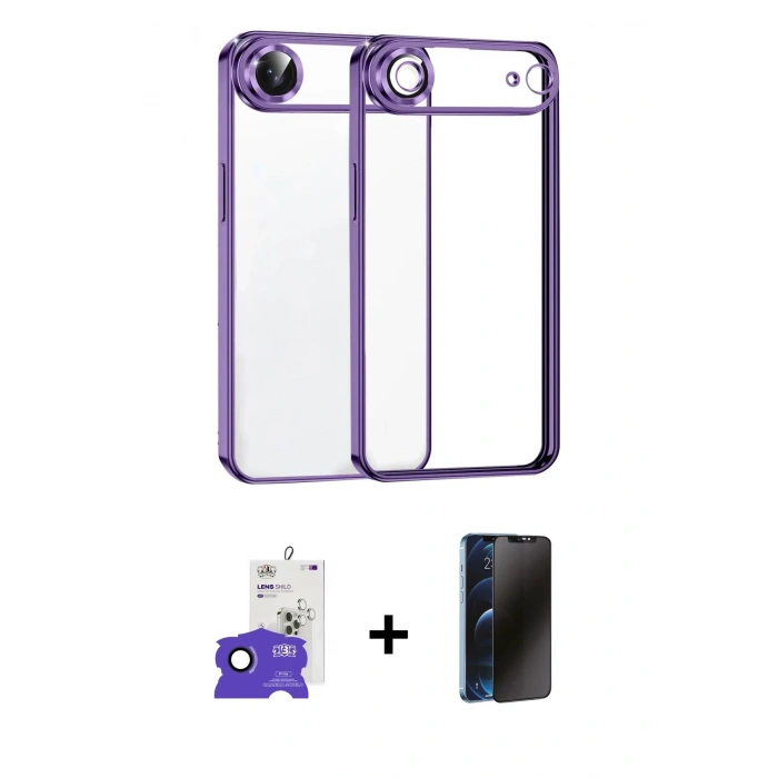 MARSİLYAN™- iPhone 17 Air Kılıf Vadi Minimal - Siyah 3D Antistatik Hayalet Cam Ekran Koruyucu + Bilvis Titan Kamera Lens - LT