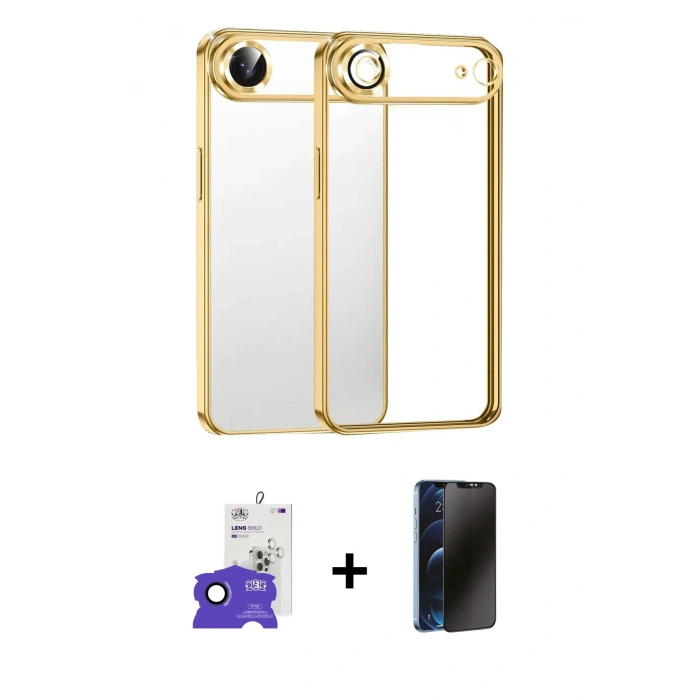MARSİLYAN™- iPhone 17 Air Kılıf Vadi Minimal - Siyah 3D Antistatik Hayalet Cam Ekran Koruyucu + Bilvis Titan Kamera Lens - LT