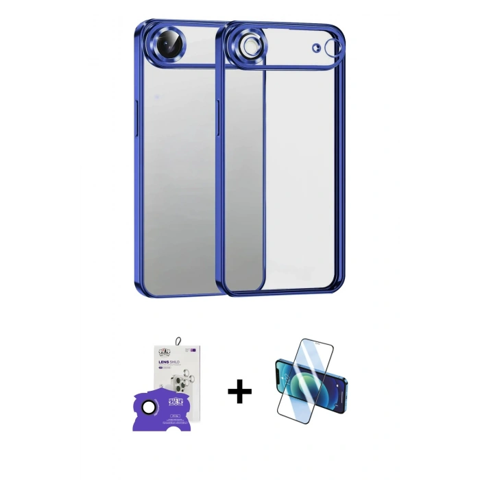 MARSİLYAN™- iPhone 17 Air Kılıf Vadi Minimal - Siyah 3D Antistatik Seramik Nano Ekran Koruyucu + Bilvis Titan Kamera Lens - SH