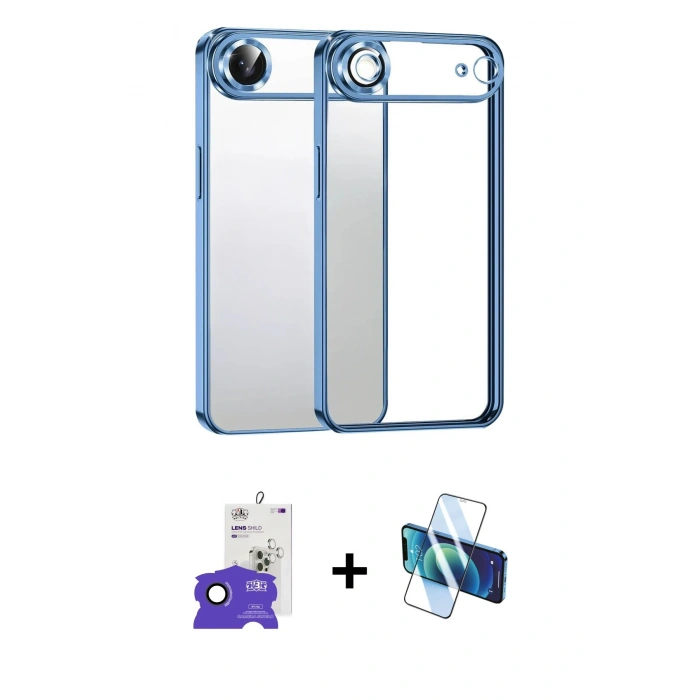 MARSİLYAN™- iPhone 17 Air Kılıf Vadi Minimal - Siyah 3D Antistatik Seramik Nano Ekran Koruyucu + Bilvis Titan Kamera Lens - SH