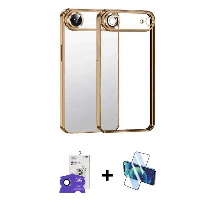 MARSİLYAN™- iPhone 17 Air Kılıf Vadi Minimal - Siyah 3D Antistatik Seramik Nano Ekran Koruyucu + Bilvis Titan Kamera Lens - SH