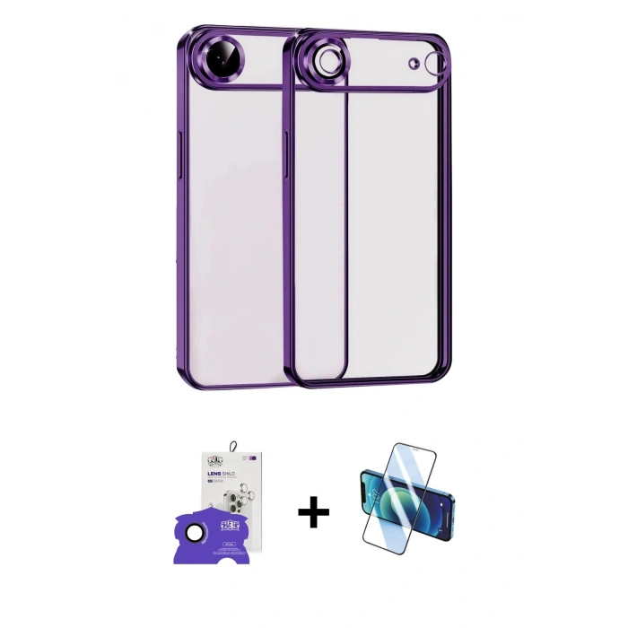 MARSİLYAN™- iPhone 17 Air Kılıf Vadi Minimal - Siyah 3D Antistatik Seramik Nano Ekran Koruyucu + Bilvis Titan Kamera Lens - SH