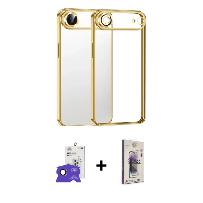 MARSİLYAN™- iPhone 17 Air Kılıf Vadi Minimal - Siyah Bilvis 3D Cam Ekran Koruyucu + Bilvis Titan Kamera Lens - SH