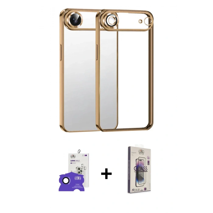 MARSİLYAN™- iPhone 17 Air Kılıf Vadi Minimal - Siyah Bilvis 3D Cam Ekran Koruyucu + Bilvis Titan Kamera Lens - LT