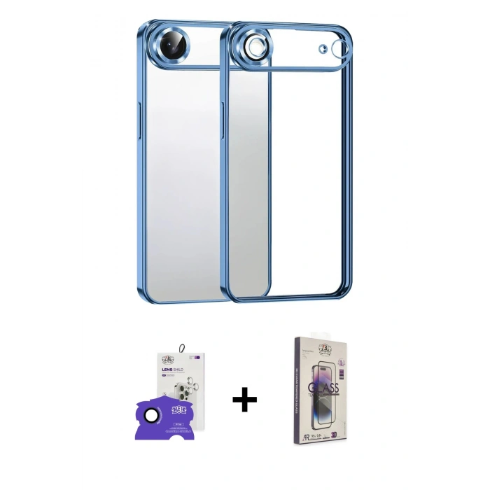 MARSİLYAN™- iPhone 17 Air Kılıf Vadi Minimal - Siyah Bilvis 3D Cam Ekran Koruyucu + Bilvis Titan Kamera Lens - LT