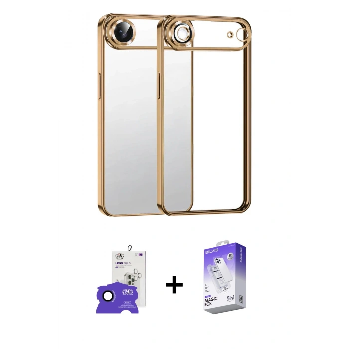 MARSİLYAN™- iPhone 17 Air Kılıf Vadi Minimal - Siyah Bilvis 5in1 3D Magic Cam Ekran Koruyucu + Bilvis Titan Kamera Lens - LT