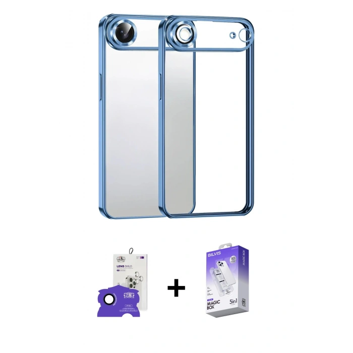 MARSİLYAN™- iPhone 17 Air Kılıf Vadi Minimal - Siyah Bilvis 5in1 3D Magic Cam Ekran Koruyucu + Bilvis Titan Kamera Lens - LT