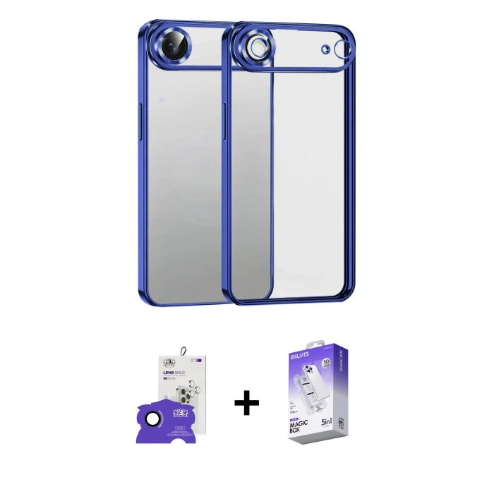 MARSİLYAN™- iPhone 17 Air Kılıf Vadi Minimal - Siyah Bilvis 5in1 3D Magic Cam Ekran Koruyucu + Bilvis Titan Kamera Lens - LT