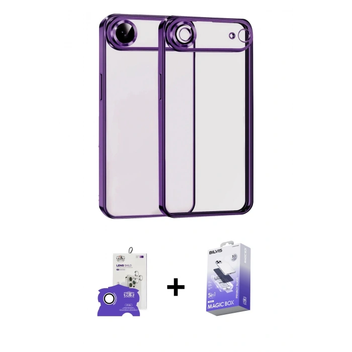 MARSİLYAN™- iPhone 17 Air Kılıf Vadi Minimal - Siyah Bilvis 5in1 5D Magic Hayalet Cam Ekran Koruyucu + Bilvis Titan Kamera Lens - GS