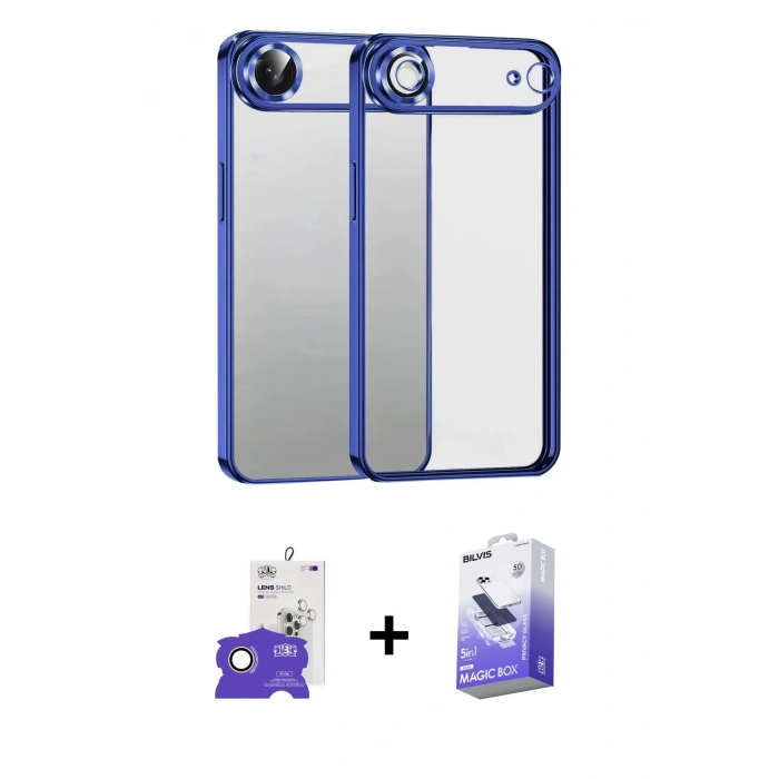 MARSİLYAN™- iPhone 17 Air Kılıf Vadi Minimal - Siyah Bilvis 5in1 5D Magic Hayalet Cam Ekran Koruyucu + Gold Bilvis Titan Kamera Lens