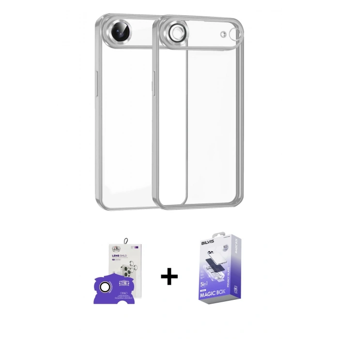 MARSİLYAN™- iPhone 17 Air Kılıf Vadi Minimal - Siyah Bilvis 5in1 5D Magic Hayalet Cam Ekran Koruyucu + Gold Bilvis Titan Kamera Lens