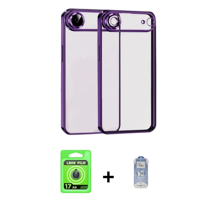 MARSİLYAN™- iPhone 17 Air Kılıf Vadi Minimal - Siyah Joko Magic 5D Cam + Raze Metal Kamera Lens - MI