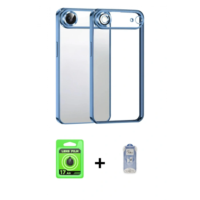 MARSİLYAN™- iPhone 17 Air Kılıf Vadi Minimal - Siyah Joko Magic 5D Cam + Siyah Raze Metal Kamera Lens