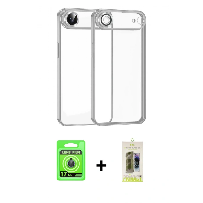 MARSİLYAN™- iPhone 17 Air Kılıf Vadi Minimal - Siyah Joko Magic 5D Hayalet Cam + Raze Metal Kamera Lens - MI