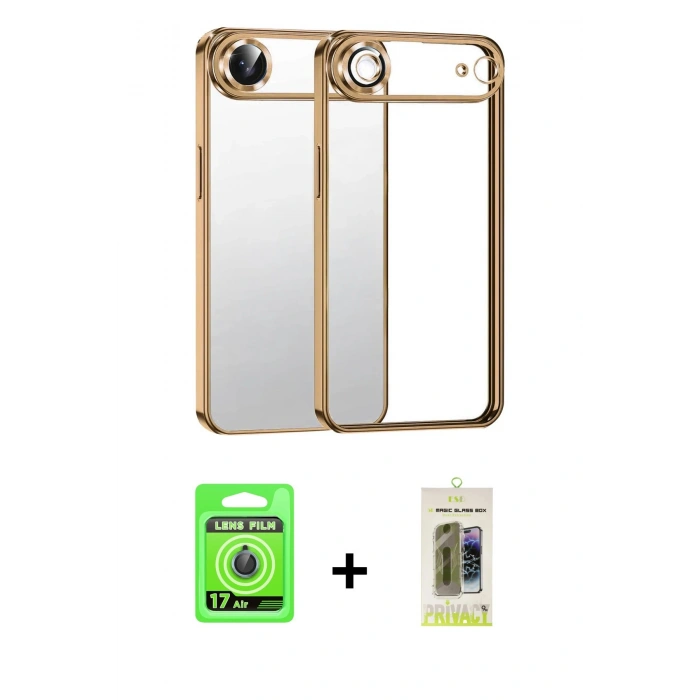 MARSİLYAN™- iPhone 17 Air Kılıf Vadi Minimal - Siyah Joko Magic 5D Hayalet Cam + Raze Metal Kamera Lens - MI