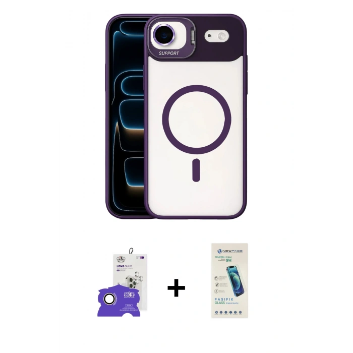 MARSİLYAN™- iPhone 17 Air Kılıf Yadigar Asil Koleksiyonu - Şeffaf Pasifik Cam Ekran Koruyucu + Bilvis Titan Kamera Lens - GD