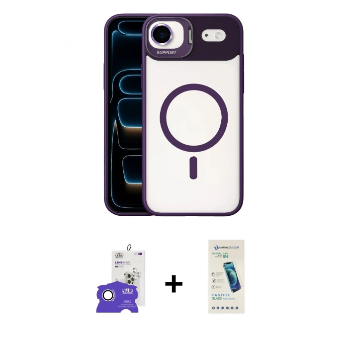 MARSİLYAN™- iPhone 17 Air Kılıf Yadigar Asil Koleksiyonu - Şeffaf Pasifik Cam Ekran Koruyucu + Bilvis Titan Kamera Lens - GS