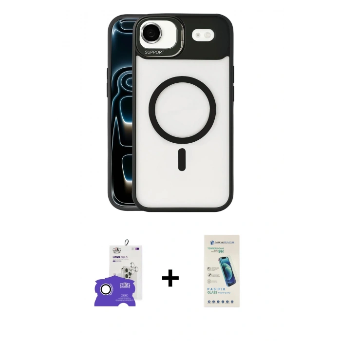 MARSİLYAN™- iPhone 17 Air Kılıf Yadigar Asil Koleksiyonu - Şeffaf Pasifik Cam Ekran Koruyucu + Bilvis Titan Kamera Lens - GS