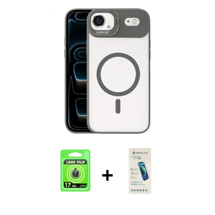 MARSİLYAN™- iPhone 17 Air Kılıf Yadigar Asil Koleksiyonu - Şeffaf Pasifik Cam Ekran Koruyucu + Raze Metal Kamera Lens - GD