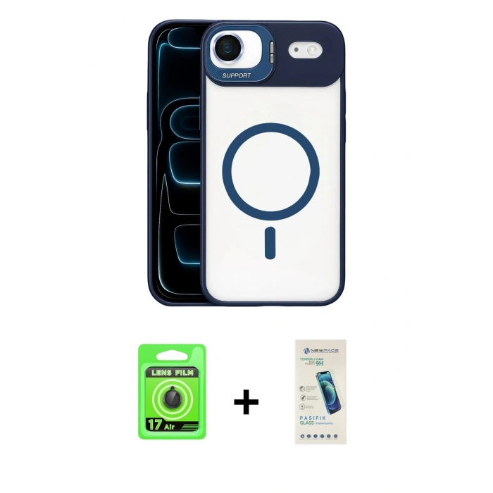 MARSİLYAN™- iPhone 17 Air Kılıf Yadigar Asil Koleksiyonu - Şeffaf Pasifik Cam Ekran Koruyucu + Raze Metal Kamera Lens - SH
