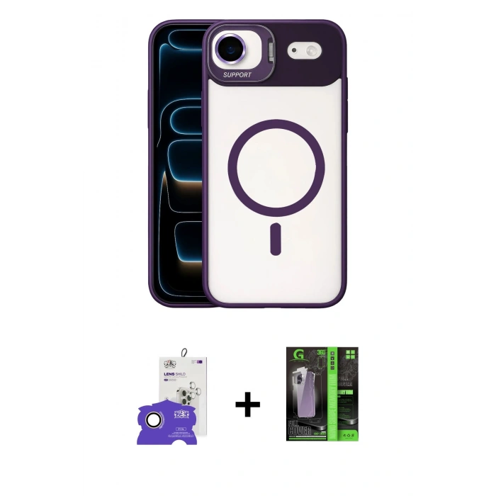 MARSİLYAN™- iPhone 17 Air Kılıf Yadigar Asil Koleksiyonu - Siyah 360 Mat Full Body Arka Koruyucu + Bilvis Titan Kamera Lens - GD