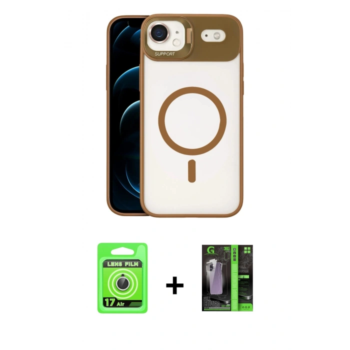 MARSİLYAN™- iPhone 17 Air Kılıf Yadigar Asil Koleksiyonu - Siyah 360 Mat Full Body Arka Koruyucu + Raze Metal Kamera Lens - GS