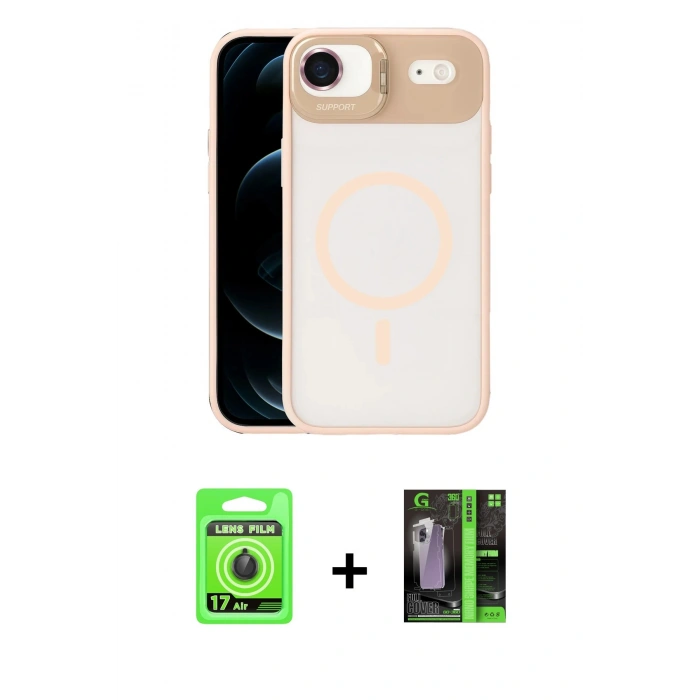 MARSİLYAN™- iPhone 17 Air Kılıf Yadigar Asil Koleksiyonu - Siyah 360 Mat Full Body Arka Koruyucu + Raze Metal Kamera Lens - SH