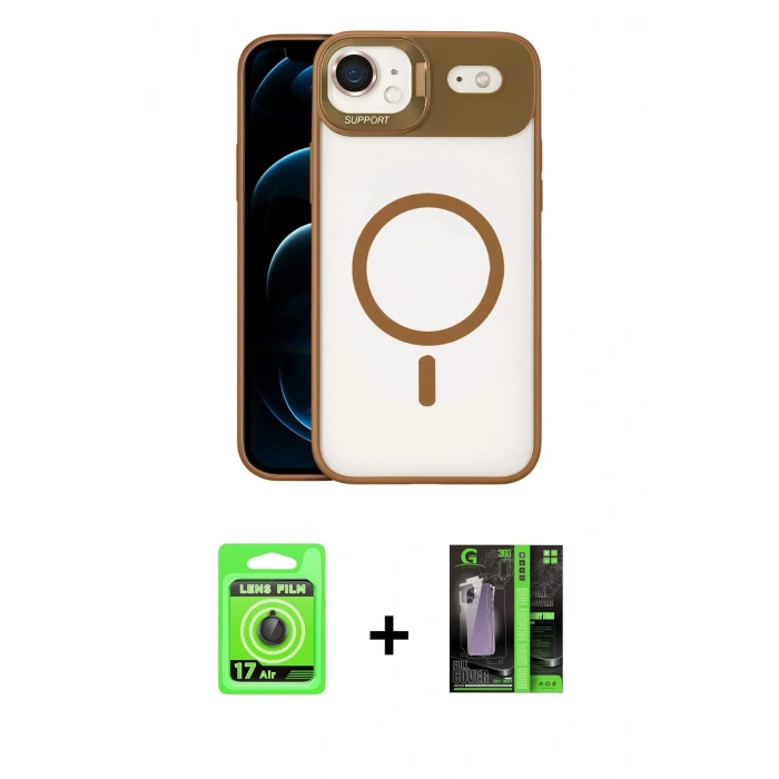 MARSİLYAN™- iPhone 17 Air Kılıf Yadigar Asil Koleksiyonu - Siyah 360 Mat Full Body Arka Koruyucu + Raze Metal Kamera Lens - SH