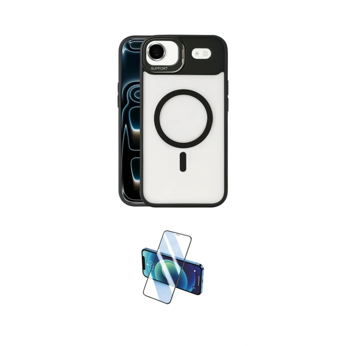 MARSİLYAN™- iPhone 17 Air Kılıf Yadigar Asil Koleksiyonu - Siyah 3D Antistatik Cam Ekran Koruyucu