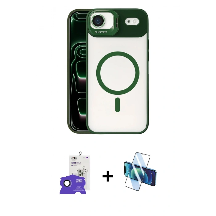 MARSİLYAN™- iPhone 17 Air Kılıf Yadigar Asil Koleksiyonu - Siyah 3D Antistatik Cam Ekran Koruyucu + Bilvis Titan Kamera Lens - SH