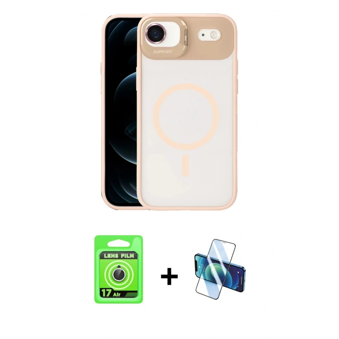 MARSİLYAN™- iPhone 17 Air Kılıf Yadigar Asil Koleksiyonu - Siyah 3D Antistatik Seramik Nano Ekran Koruyucu + Raze Metal Kamera Lens - GS
