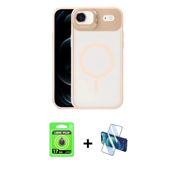 MARSİLYAN™- iPhone 17 Air Kılıf Yadigar Asil Koleksiyonu - Siyah 3D Antistatik Seramik Nano Ekran Koruyucu + Raze Metal Kamera Lens - GD