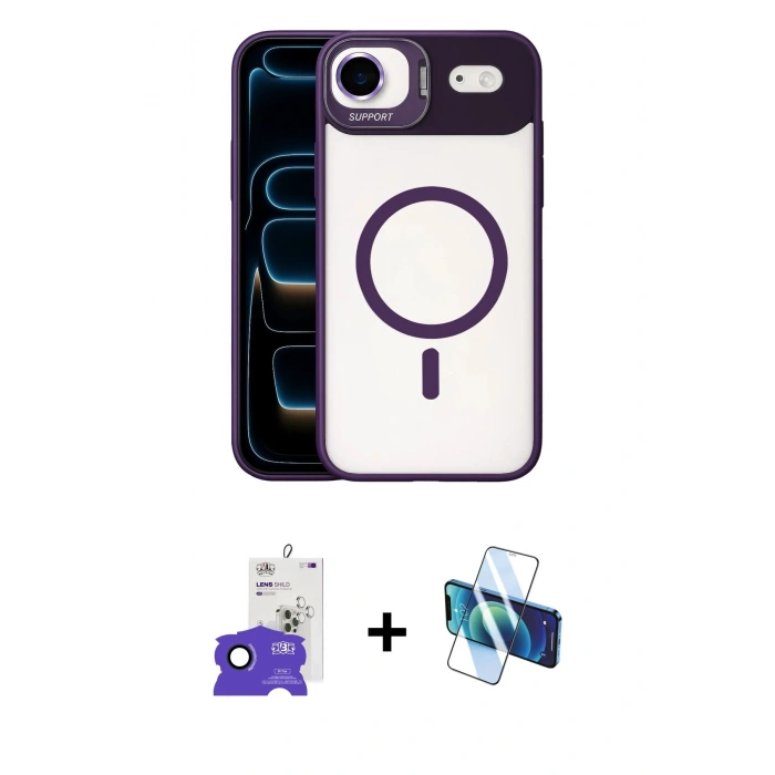 MARSİLYAN™- iPhone 17 Air Kılıf Yadigar Asil Koleksiyonu - Siyah 3D Antistatik Seramik Nano Ekran Koruyucu + Bilvis Titan Kamera Lens - LT