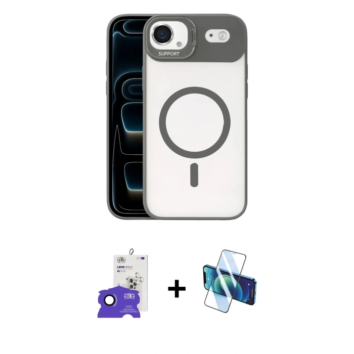 MARSİLYAN™- iPhone 17 Air Kılıf Yadigar Asil Koleksiyonu - Siyah 3D Antistatik Seramik Nano Ekran Koruyucu + Bilvis Titan Kamera Lens - LT
