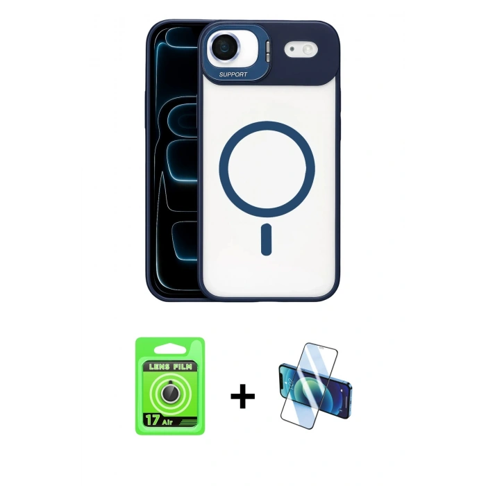 MARSİLYAN™- iPhone 17 Air Kılıf Yadigar Asil Koleksiyonu - Siyah 3D Antistatik Seramik Nano Ekran Koruyucu + Raze Metal Kamera Lens - GS