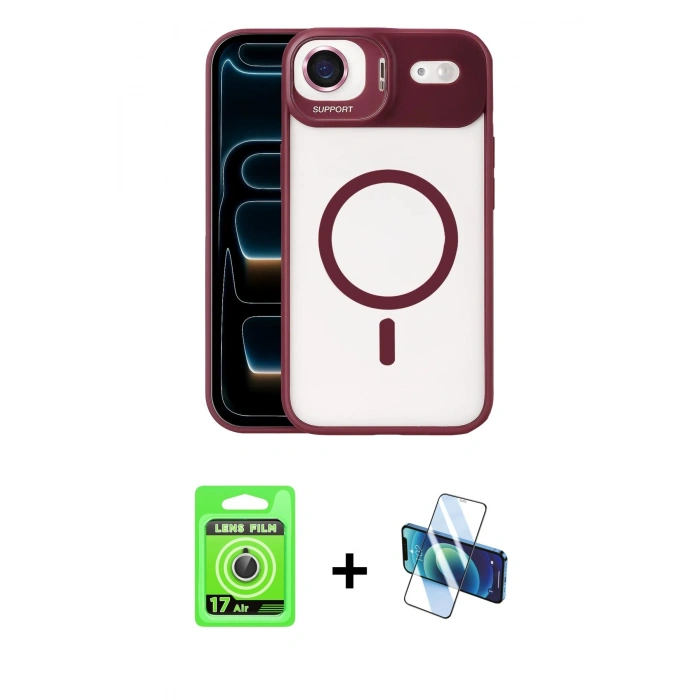 MARSİLYAN™- iPhone 17 Air Kılıf Yadigar Asil Koleksiyonu - Siyah 3D Antistatik Seramik Nano Ekran Koruyucu + Raze Metal Kamera Lens - GS