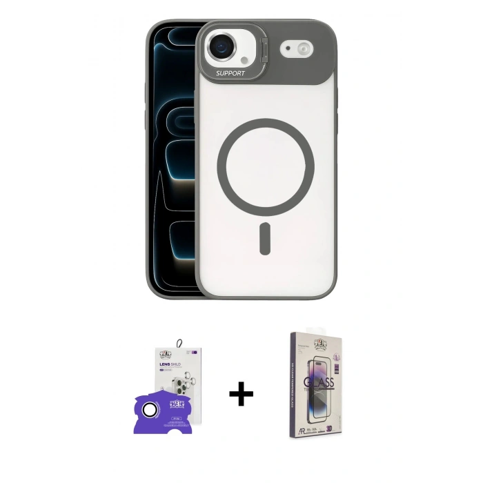 MARSİLYAN™- iPhone 17 Air Kılıf Yadigar Asil Koleksiyonu - Siyah Bilvis 3D Cam Ekran Koruyucu + Bilvis Titan Kamera Lens - GS