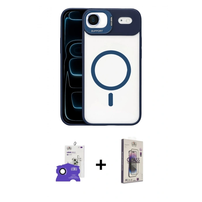 MARSİLYAN™- iPhone 17 Air Kılıf Yadigar Asil Koleksiyonu - Siyah Bilvis 3D Cam Ekran Koruyucu + Bilvis Titan Kamera Lens - SH