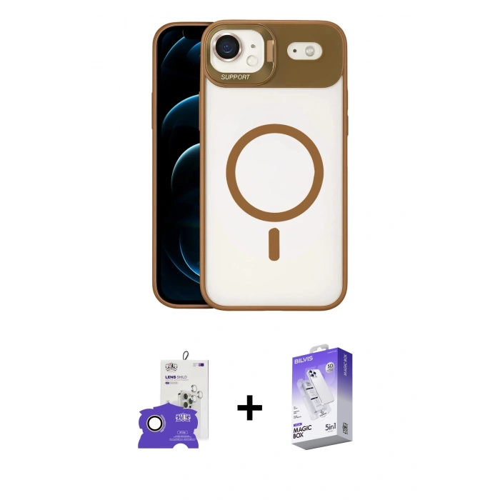 MARSİLYAN™- iPhone 17 Air Kılıf Yadigar Asil Koleksiyonu - Siyah Bilvis 5in1 3D Magic Cam Ekran Koruyucu + Bilvis Titan Kamera Lens - GD
