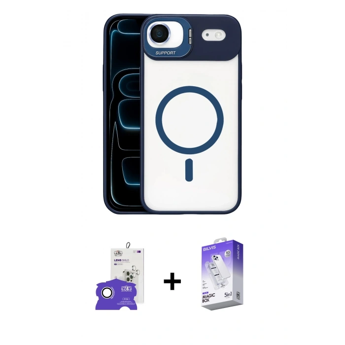 MARSİLYAN™- iPhone 17 Air Kılıf Yadigar Asil Koleksiyonu - Siyah Bilvis 5in1 3D Magic Cam Ekran Koruyucu + Bilvis Titan Kamera Lens - GS